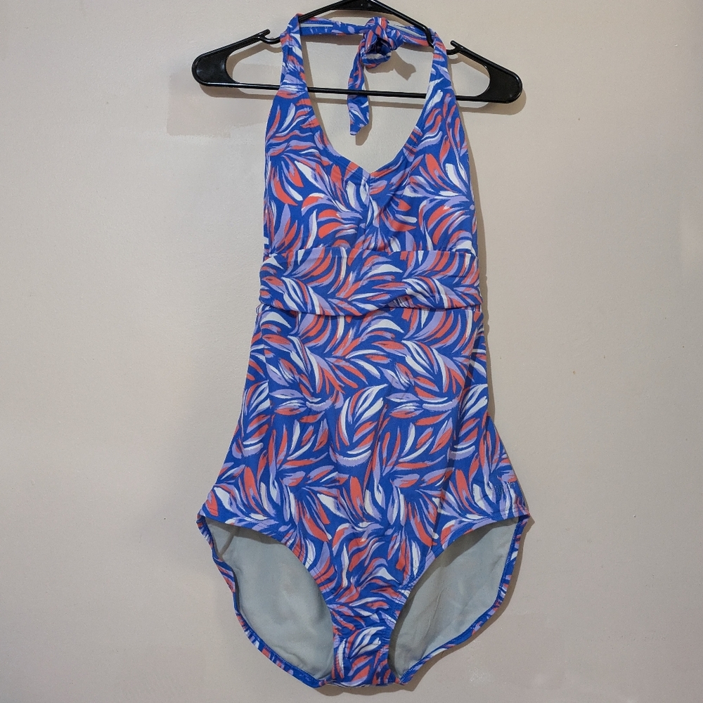 Speedo Dazzling Blue Halter One Piece Swimsuit Bathing Suit Size 16 New!